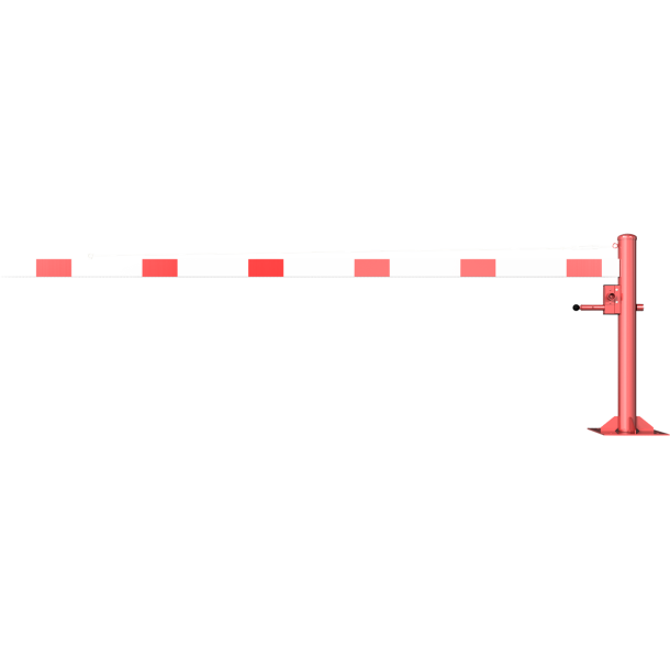 Swing barrier | with pull rope reinforcement | to be fixed by plugs, hot-dip galvanized and red coated with white reflecting rings | Barrier arm length: 3500 mm | with triangular lock